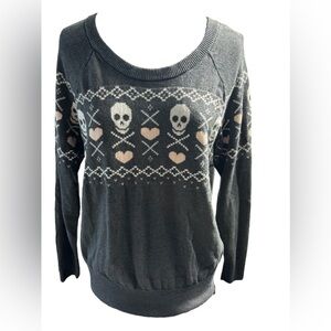 Cute! Torrid Skull and Hearts Gray Sweater